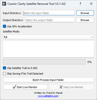 Using a single interface with easy to use settings, the cosmic clarity satellite removal tool is easy to use