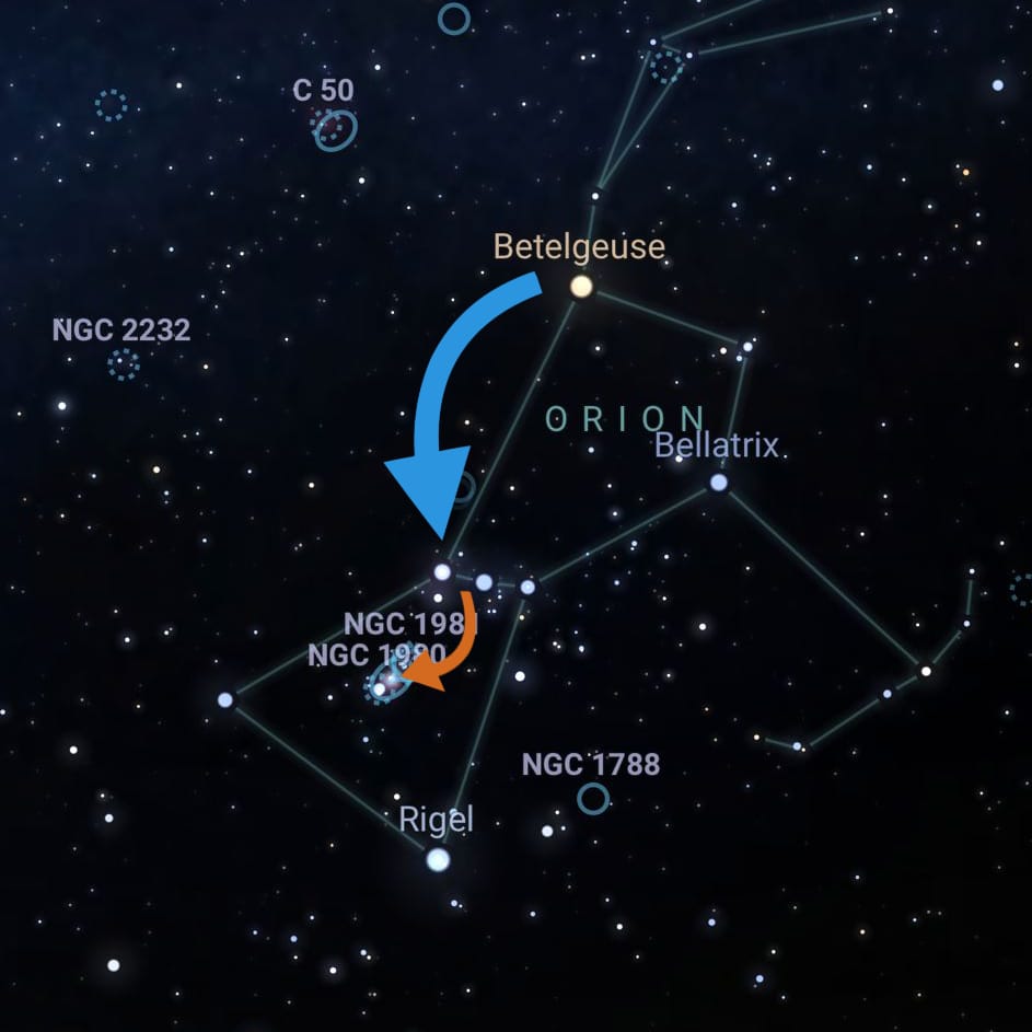 Hopping from Betelgeuse to the Orion Nebula